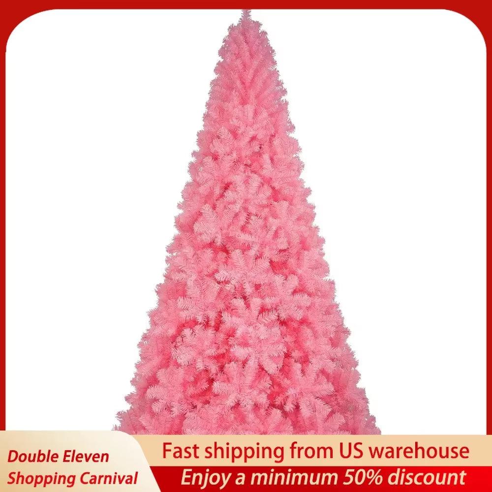 6-9Ft Christmas Tree In Various Colors: Green, White, Pink, and Black - Big Ass Store