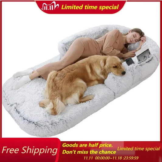 Human Dog Bed, 74"X43"X9" Dog Beds for Large Dogs, Foldable Plush Washable Dog Beds - Big Ass Store