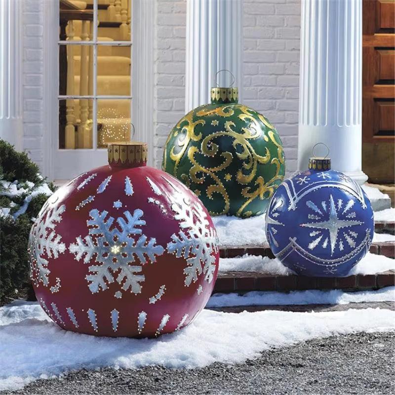 23.5" / 60Cm Outdoor Christmas Inflatable Decorated Ball PVC Giant Big Large Balls Xmas Tree Decorations Toy Ball - Big Ass Store