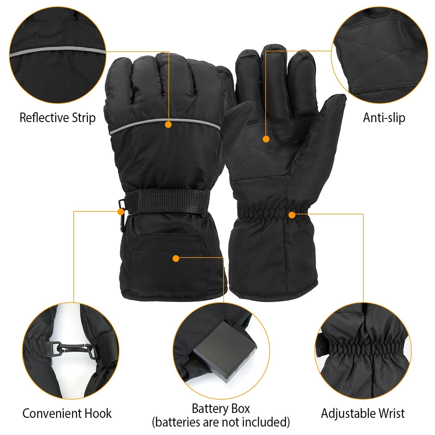 Unisex Battery Powered Heated Waterproof Gloves for Outdoor Sports Cycling Riding Skiing Skating Hiking Hunting