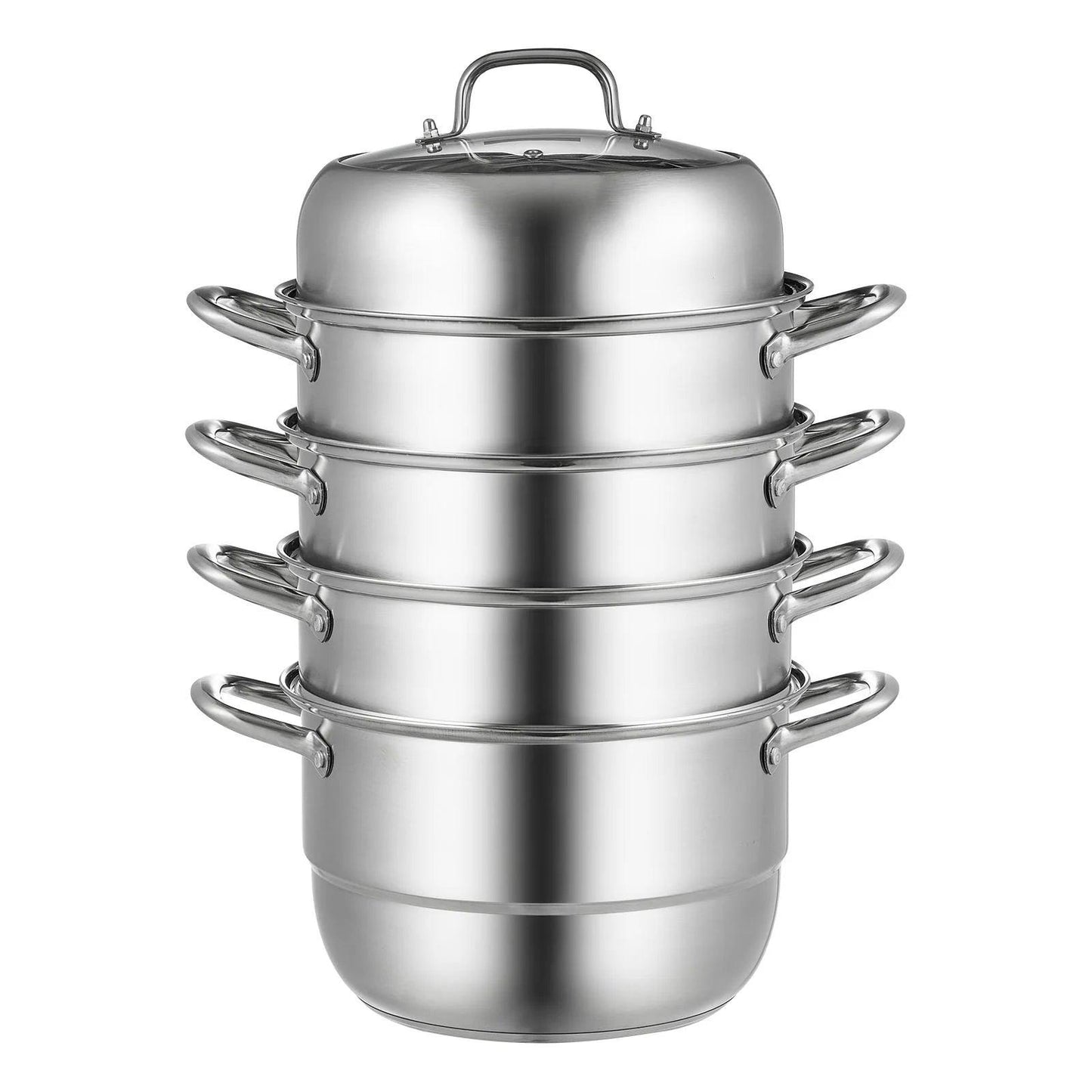 VEVOR 5-Tier Stainless Steel Steamer, 11'' Multi-Layer Cookware Pot with Handles on Both Sides, Work with Gas, Electric, Grill Stove Top, Dia-28Cm, Sliver - Big Ass Store