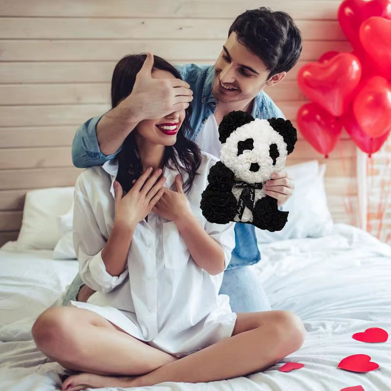 Forever Artificial Flowers Rose Panda Bear Perfect Valentines Day, Mother's Day and Anniversaries - Big Ass Store