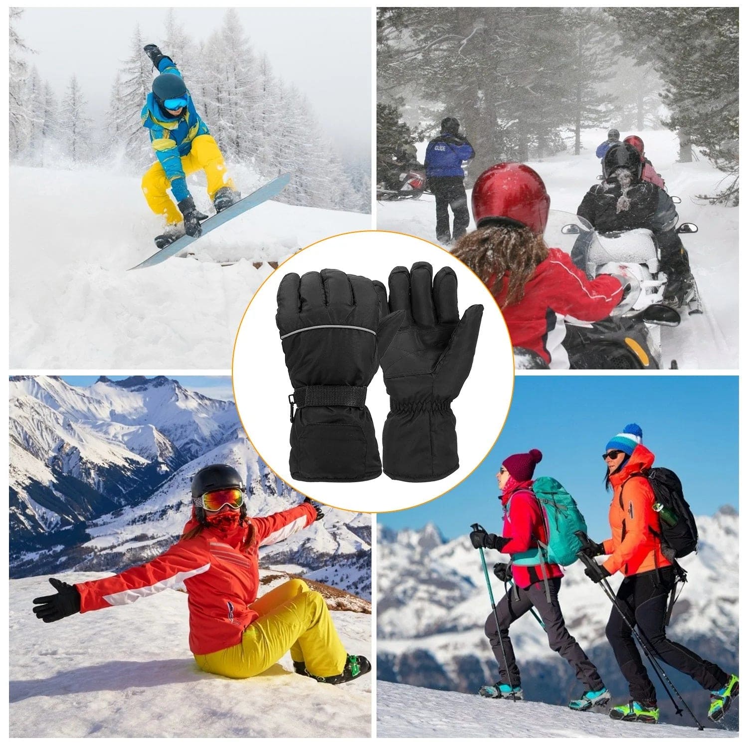 Unisex Battery Powered Heated Waterproof Gloves for Outdoor Sports Cycling Riding Skiing Skating Hiking Hunting