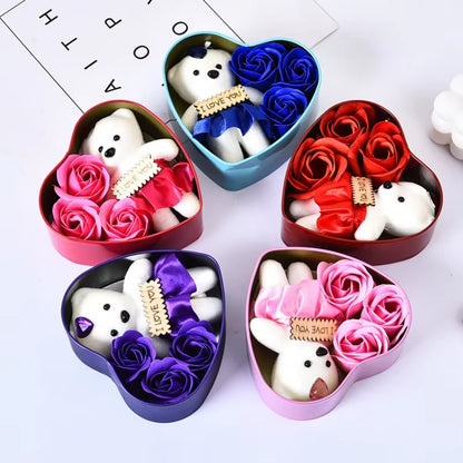 2023 Heart-Shaped Mothers Day Gift 3Pcs Soap Rose Bear for Valentines Day Gift - Big Ass Store