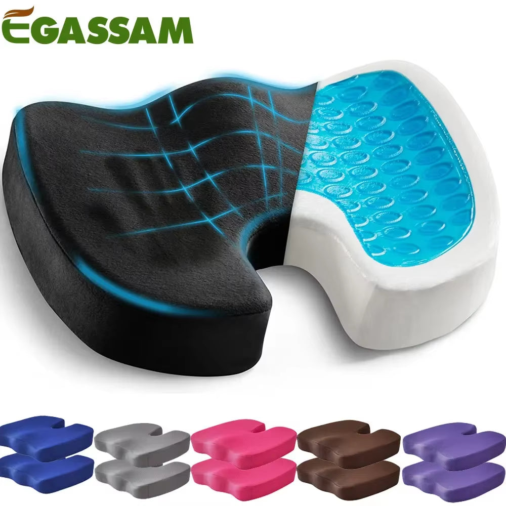 Gel & Memory Foam Non-Slip Orthopedic Seat Cushion for Back Pain & Sciatica Relief