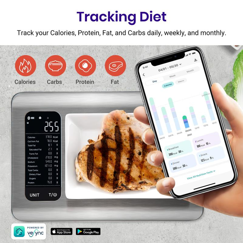 Smart & Accurate: Digital Food Scale for Grams and Ounces with App for Weight Management - Big Ass Store