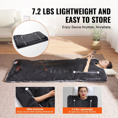 VEVOR Sauna Blanket for Detoxification, Portable Far Infrared Sauna for Home, Oxford Sauna Bag W/ Arm Holes & Carbon Fiber Heating, 1-6 Level Adjustable Temp 95-176¨H, 5-60 Minutes Timer, 71 X 31 In - Big Ass Store