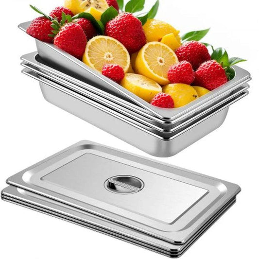 13L VEVOR 4 Pack Steam Table Pans 20.9 X 12.8 X 3.9 Inch Deep Steam Table Pans - Big Ass Store