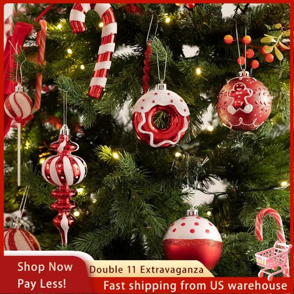 80 Piece Shatterproof Candy Cane Red and White Christmas Ornaments - Big Ass Store