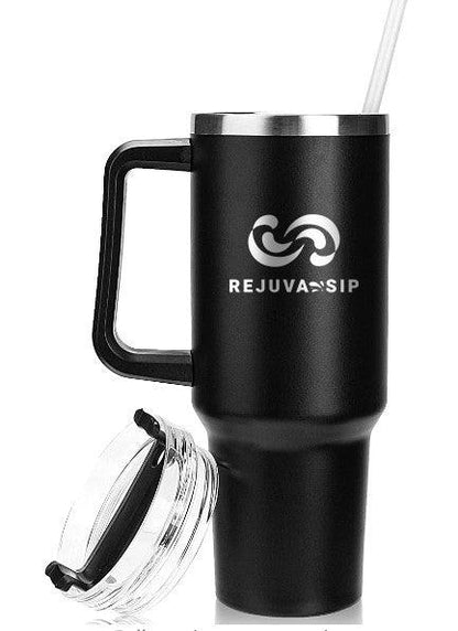 RejuvaSip® Stainless Steel, Double-wall 40 oz. Tumbler with Handle, Lid, & Plastic and Metal Straws - Big Ass Store