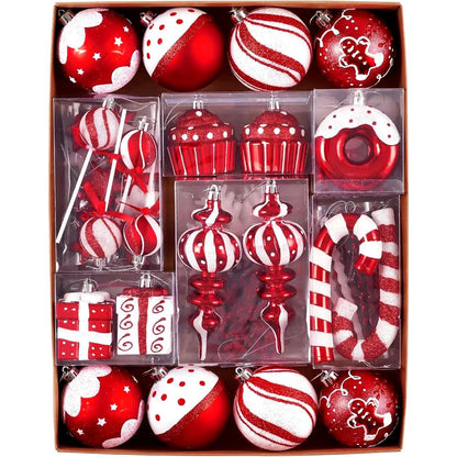 80 Piece Shatterproof Candy Cane Red and White Christmas Ornaments - Big Ass Store