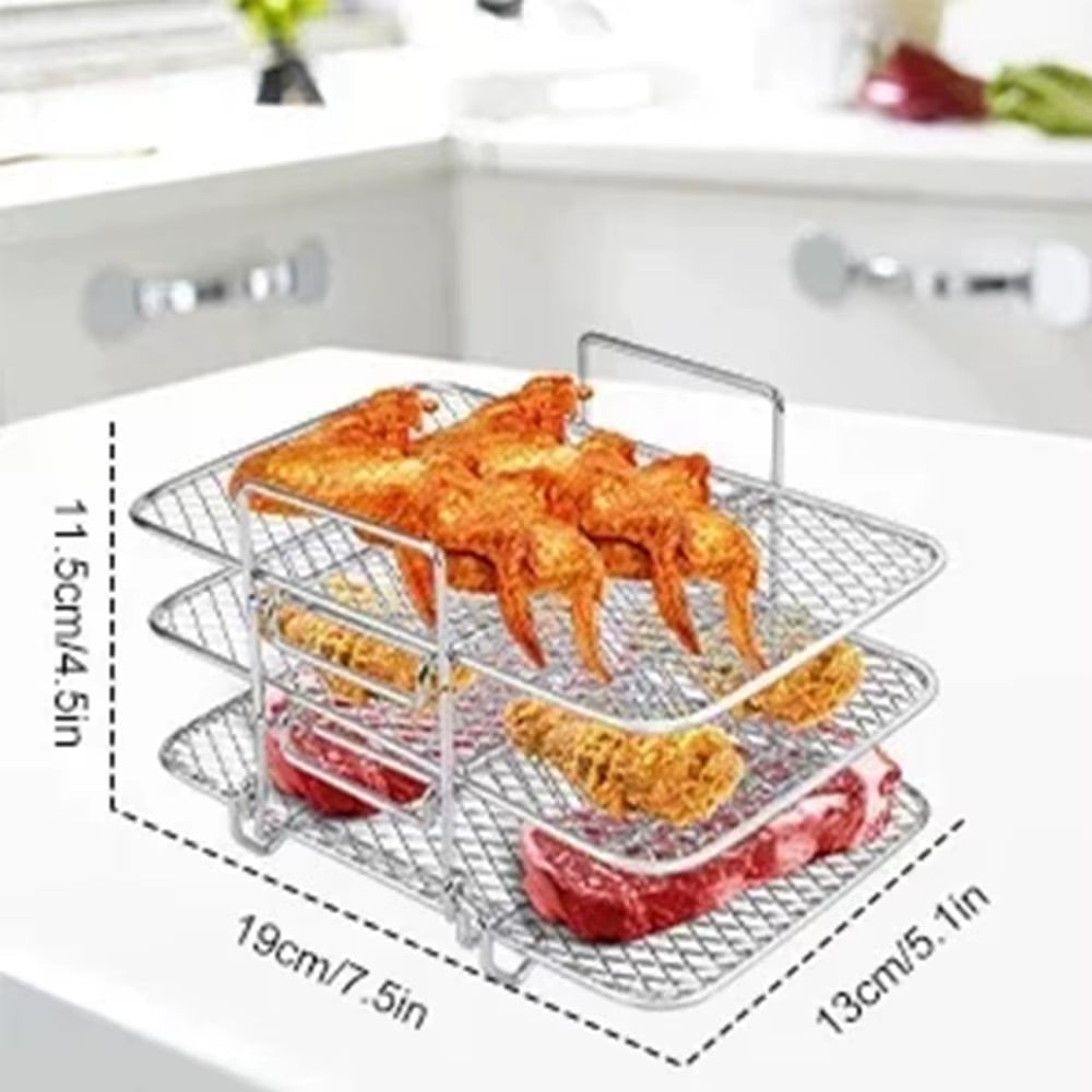 Air Fryer Rack for Ninja Air Fryer Three-Tier Double Basket Air Fryer Accessories 304 Stainlesssteel Dehydrator Rack Toast Rack