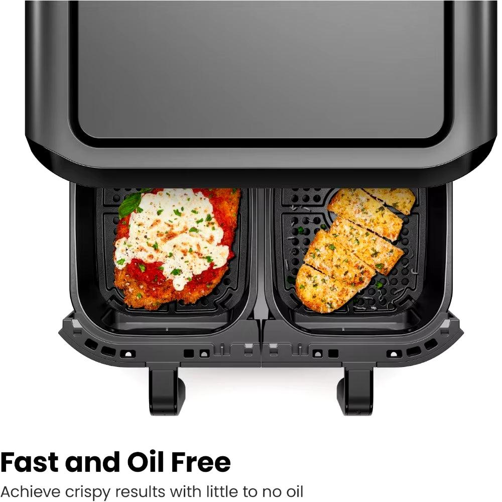 6 Quart Dual Basket Air Fryer Oven with Easy View Windows, Sync Finish, Hi-Fry, Auto Shutoff, 2 Independent Fryers! - Big Ass Store