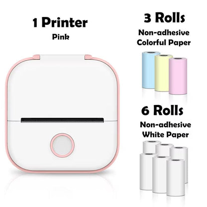 T02 Mini Printer Portable Printer Thermal Printing Sticker Wireless Inkless Pocket Printer Self-Adhesive Label Printer - Big Ass Store