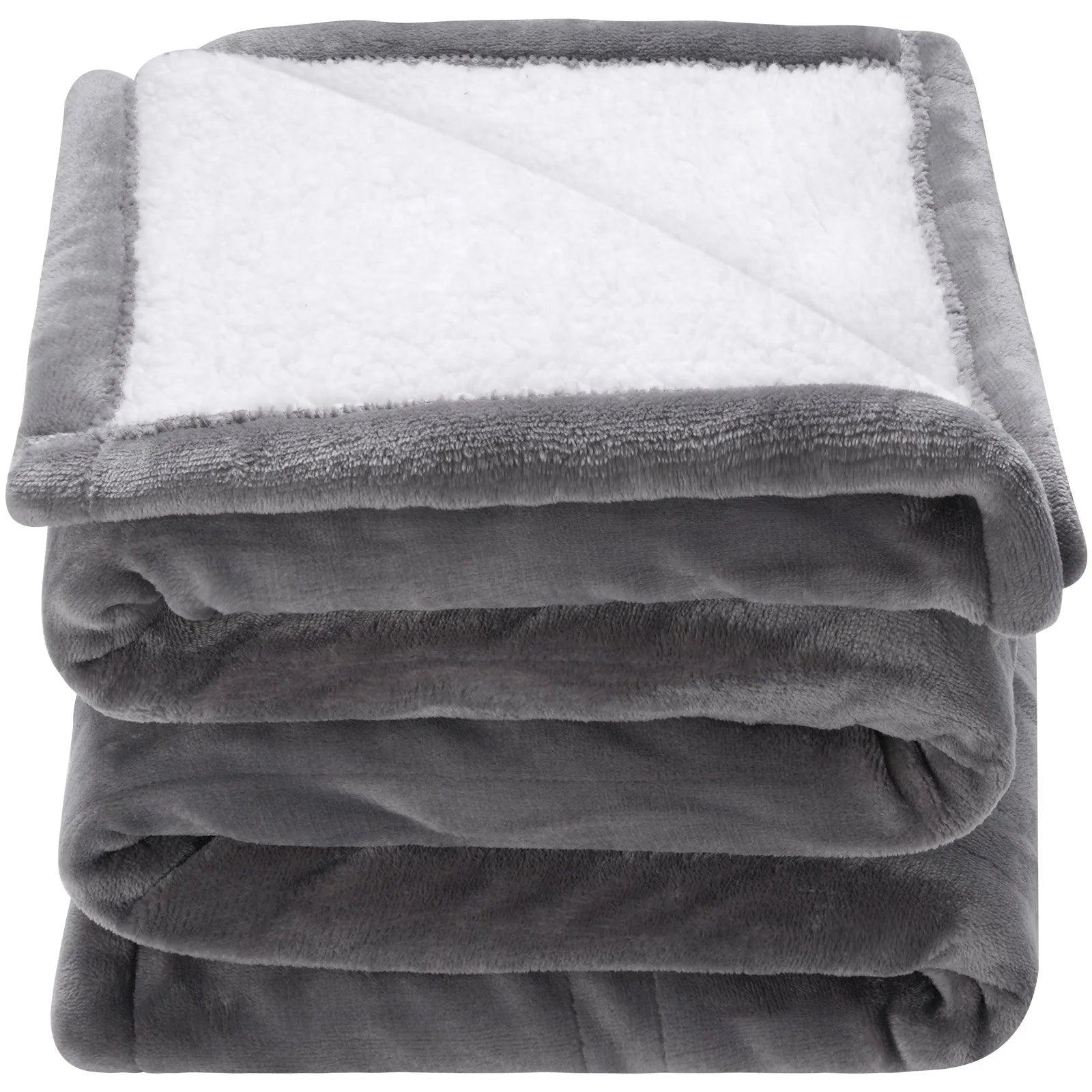 VEVOR Heated Blanket Electric Throw, 50" X 60" Twin Size, Soft Flannel & Sherpa Heating Blanket with 3 Hours Timer Auto-Off, 5 Heating Levels for Sofa, Machine Washable, ETL & FCC Certification (Grey) - Big Ass Store