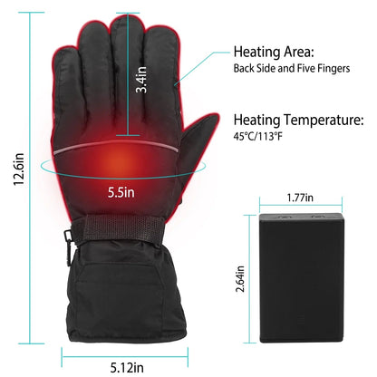 Unisex Battery Powered Heated Waterproof Gloves for Outdoor Sports Cycling Riding Skiing Skating Hiking Hunting