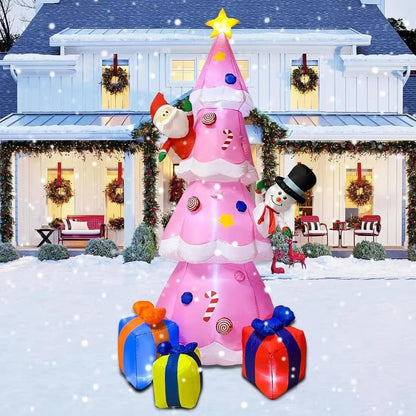 9FT Inflatable Christmas Tree Yard Decorations with Built-In LED Lights - Big Ass Store