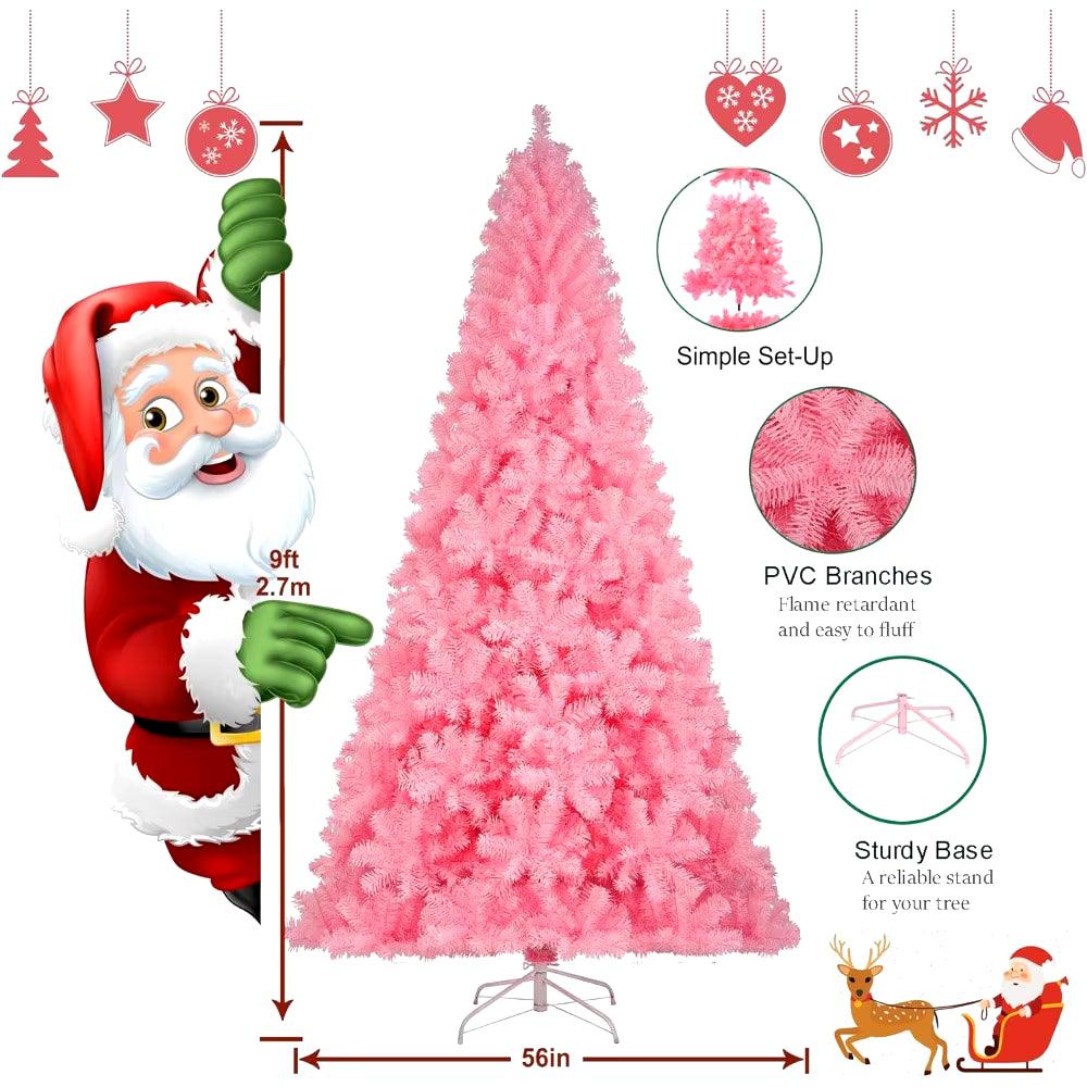 6-9Ft Christmas Tree In Various Colors: Green, White, Pink, and Black - Big Ass Store