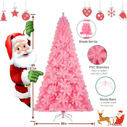 6-9Ft Christmas Tree In Various Colors: Green, White, Pink, and Black - Big Ass Store