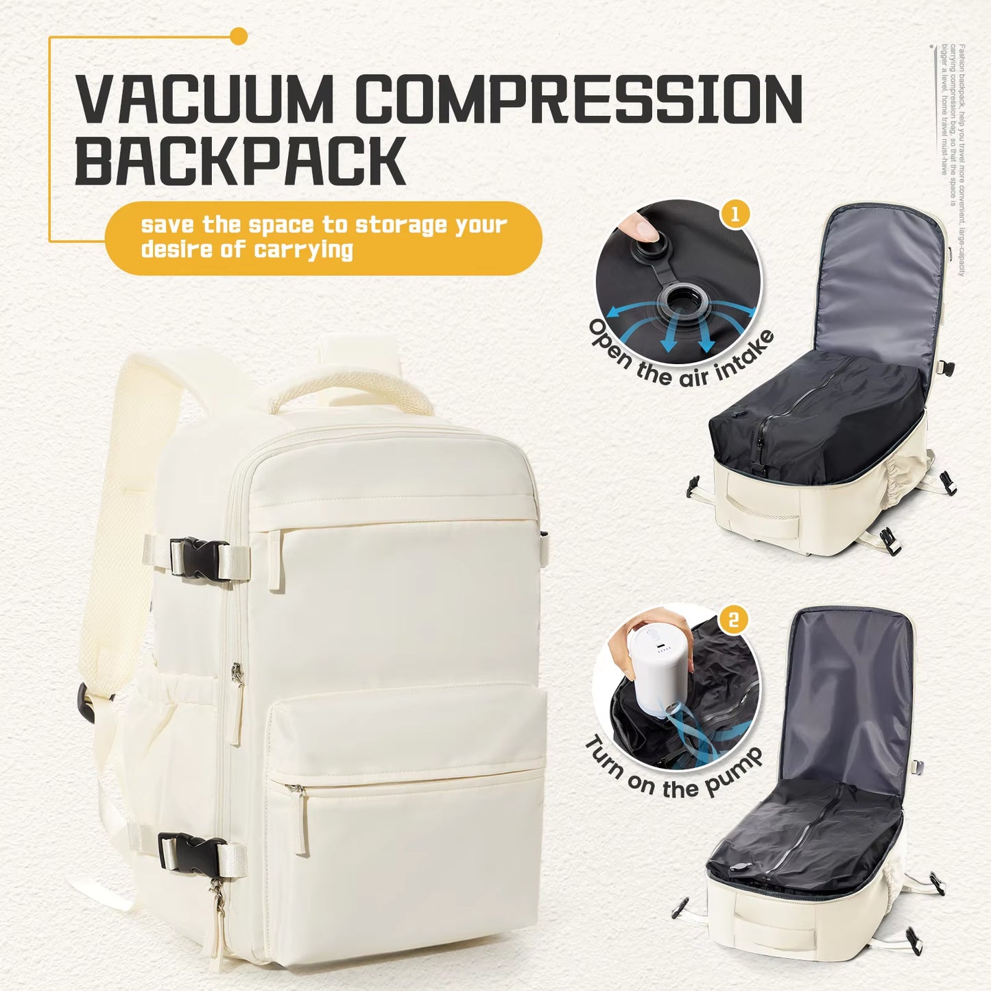 Maximize Space: Men’s Expandable Vacuum Compression Backpack for Travel, Hiking, and More! - Big Ass Store