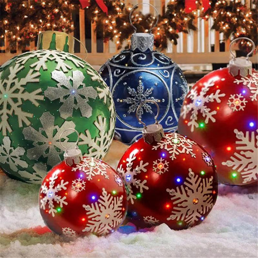 23.5" / 60Cm Outdoor Christmas Inflatable Decorated Ball PVC Giant Big Large Balls Xmas Tree Decorations Toy Ball - Big Ass Store