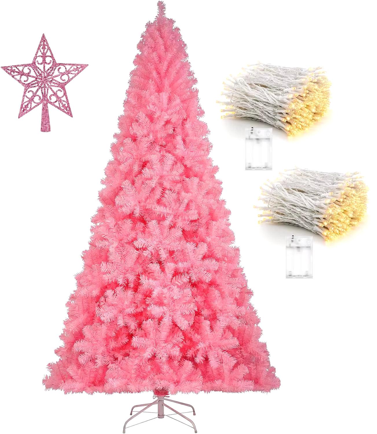 6-9Ft Christmas Tree In Various Colors: Green, White, Pink, and Black - Big Ass Store