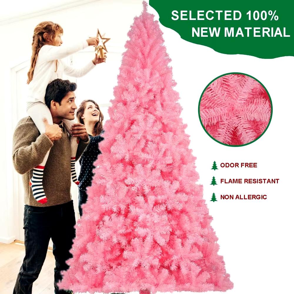 6-9Ft Christmas Tree In Various Colors: Green, White, Pink, and Black - Big Ass Store