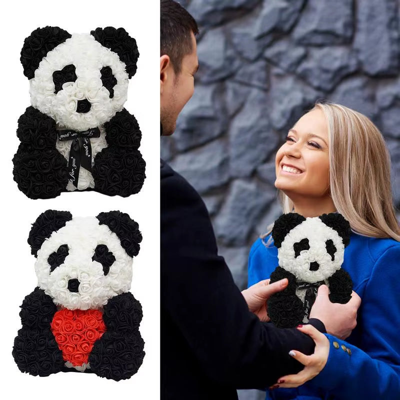 Forever Artificial Flowers Rose Panda Bear Perfect Valentines Day, Mother's Day and Anniversaries - Big Ass Store