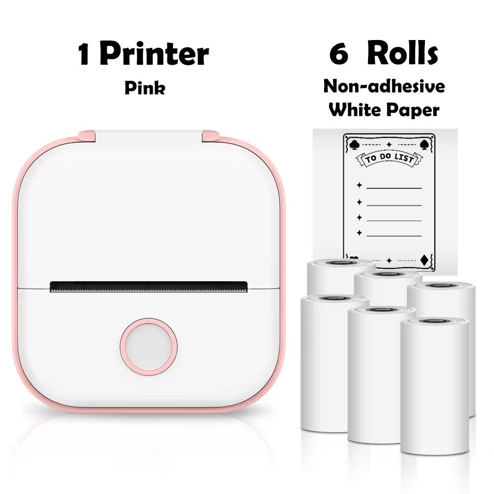 T02 Mini Printer Portable Printer Thermal Printing Sticker Wireless Inkless Pocket Printer Self-Adhesive Label Printer - Big Ass Store