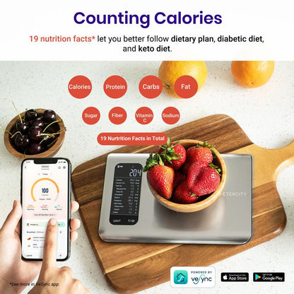 Smart & Accurate: Digital Food Scale for Grams and Ounces with App for Weight Management - Big Ass Store