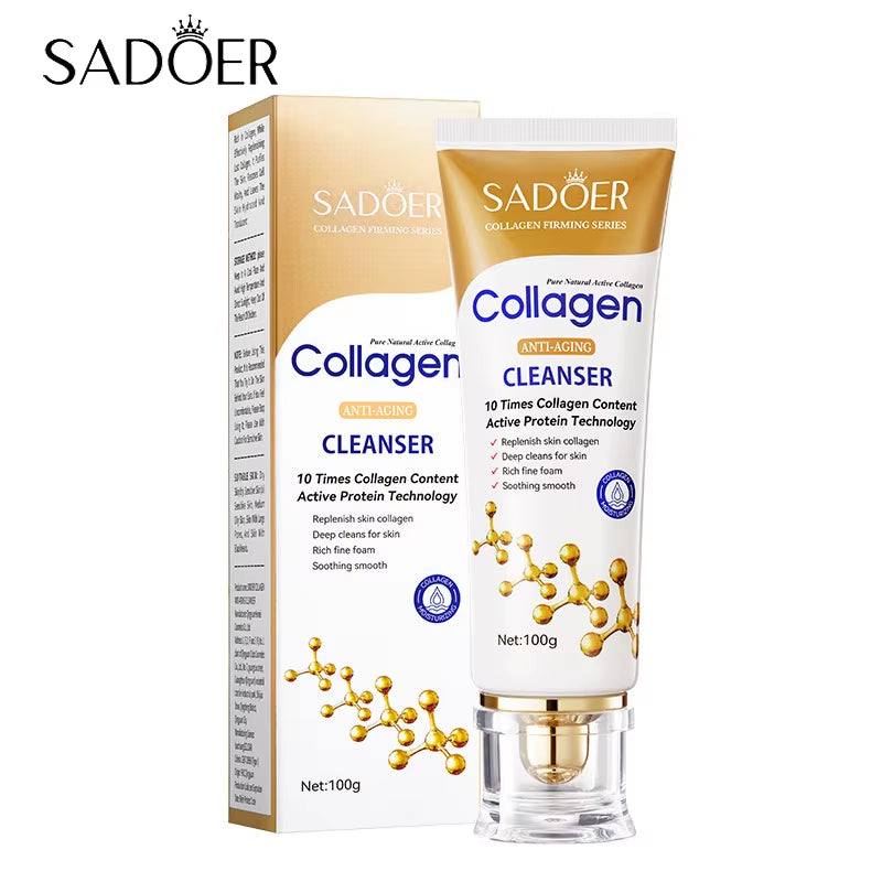 Revitalize Your Skin: SADOER Collagen Facial Cleanser for Firming & Moisturizing Care - Big Ass Store