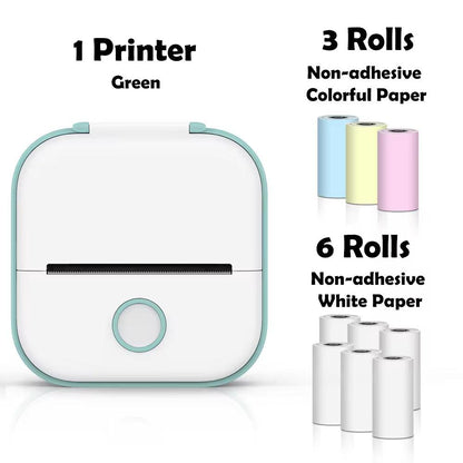 T02 Mini Printer Portable Printer Thermal Printing Sticker Wireless Inkless Pocket Printer Self-Adhesive Label Printer - Big Ass Store