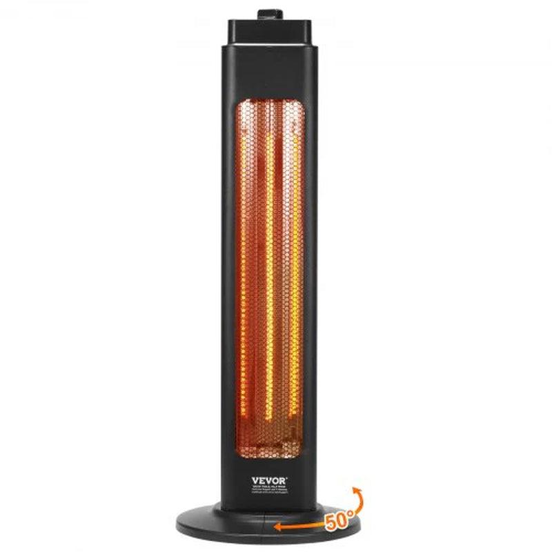 VEVOR Infrared Heater, 1500W Oscillation Electric Space Heater, Patio Heater W/ 2 Speeds & Timer, Outdoor/Outdoor for Bedroom,Studio,Porch,Dining Room,Studio, Stand,31.5 in L, Black - Big Ass Store