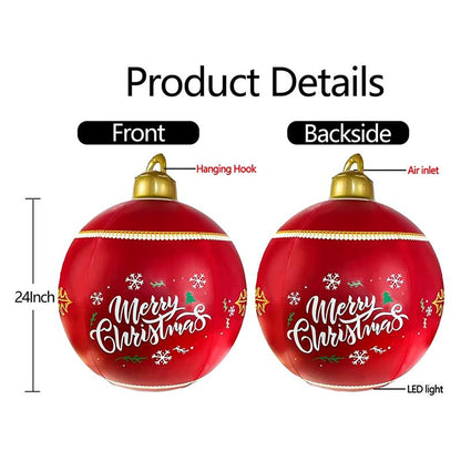 24 Inch/60CM Outdoor Christmas Inflatable LIGHTED Decorated Glow Ball - Big Ass Store