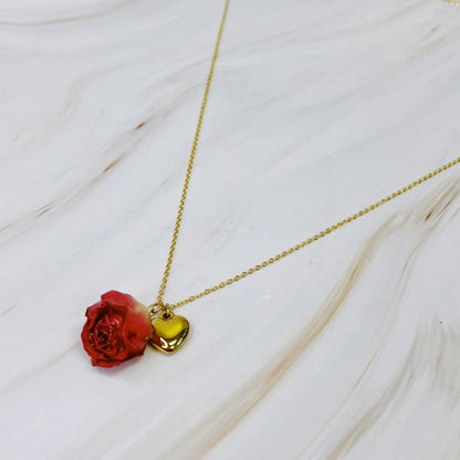 Rose Bud Love Heart Necklace - Big Ass Store