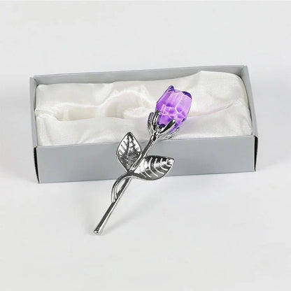 Crystal Glass Rose Flower Perfect for Valentine's Day