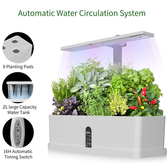 Garden Hydroponics Growing System Indoor Herb Garden Kit Automatic Timing LED Grow Lights Smart Water Pump for Home Flower Pots - Big Ass Store