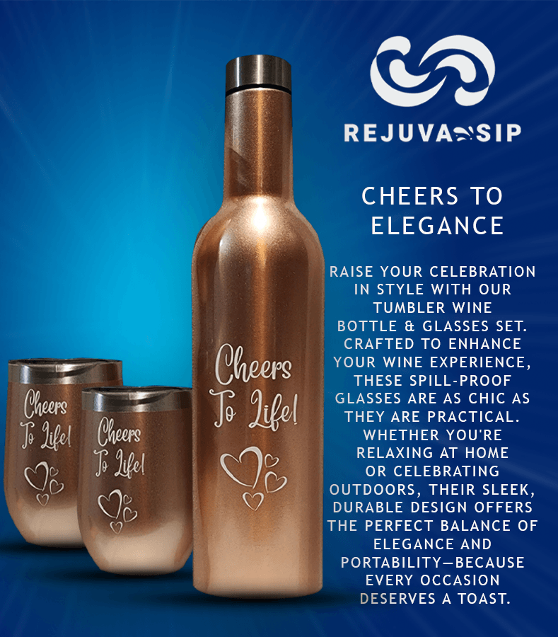 Deluxe Rose-Gold Double Walled 750ML Insulated Bottle & 2-12oz Insulated Tumblers - Big Ass Store