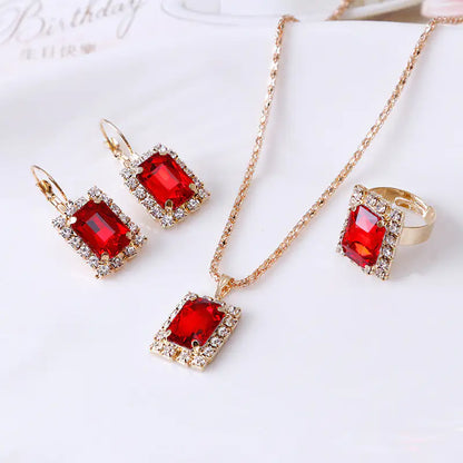 Four-Piece Crystal Set Necklace, Ring and Earring Set