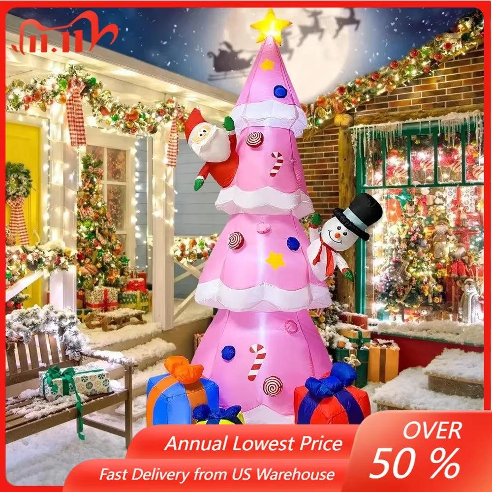 9FT Inflatable Christmas Tree Yard Decorations with Built-In LED Lights - Big Ass Store