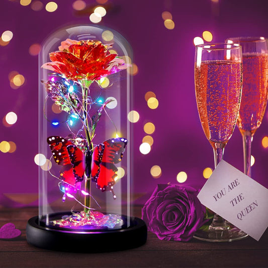 Galaxy Flowers Rose Birthday Gift for Women Mom Grandma, Enchanted Infinity Rose in Glass Dome, Valentines Rose Gifts for Valentine'S Day Mother'S Day Anniversary Wedding - Big Ass Store