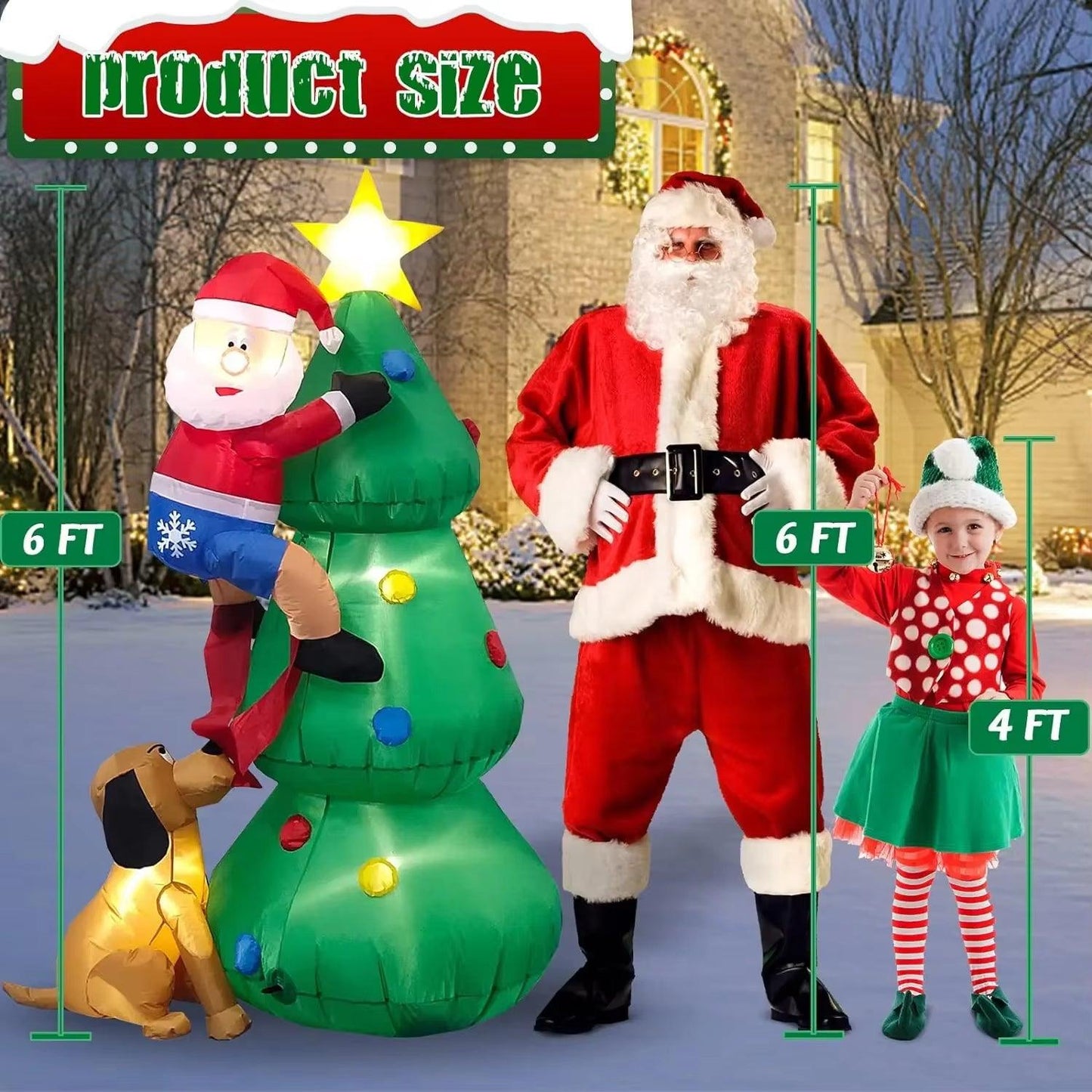 Inflatable Christmas Tree Outdoor Ornament With Built-In LED Lights Makes a Delightful Addition to Your Yard - Big Ass Store