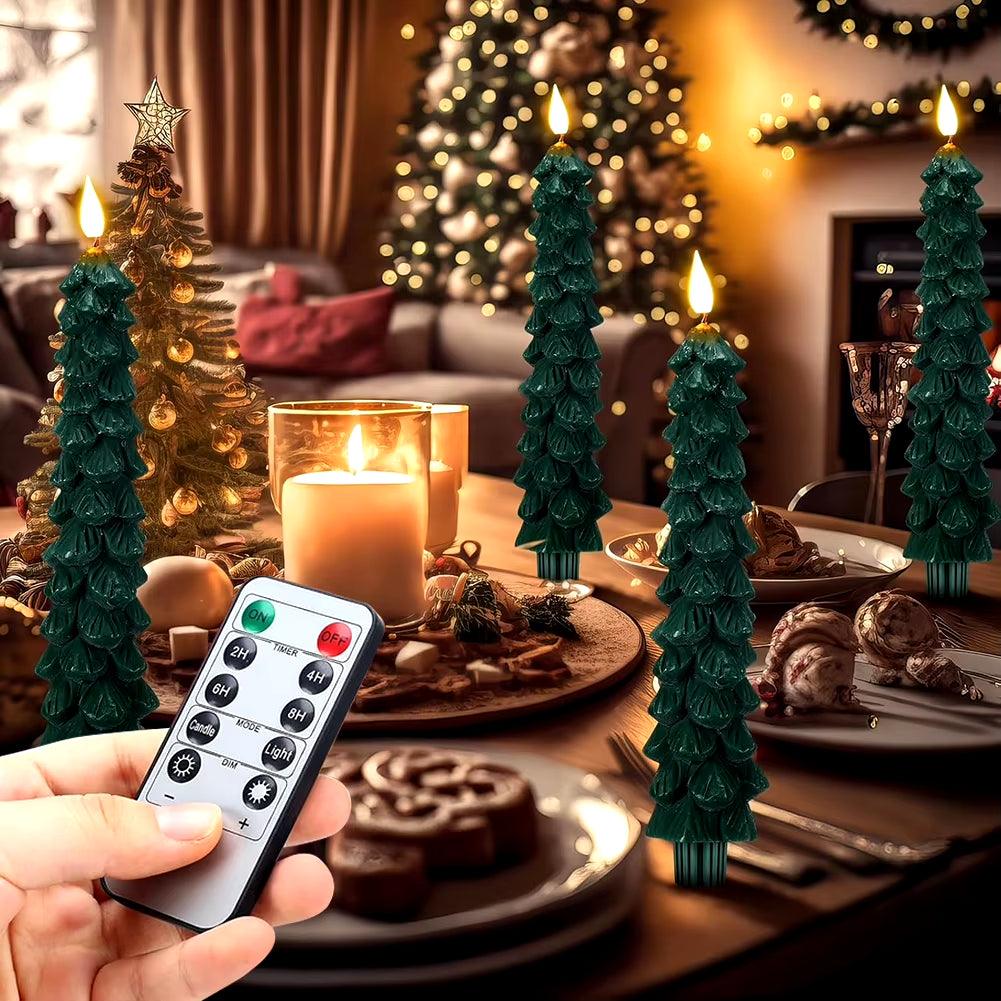 Remote-Controlled Flameless Pinecone Taper Candles - Perfect for Christmas Tree Decor with LED Effect - Big Ass Store