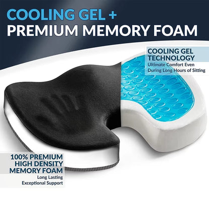 Gel & Memory Foam Non-Slip Orthopedic Seat Cushion for Back Pain & Sciatica Relief