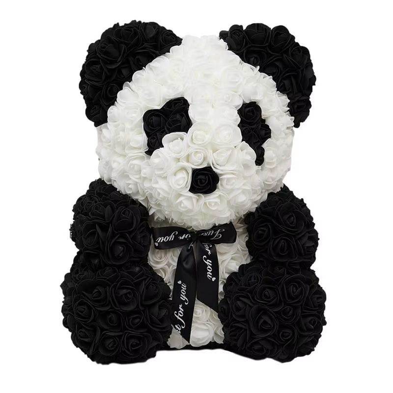 Forever Artificial Flowers Rose Panda Bear Perfect Valentines Day, Mother's Day and Anniversaries - Big Ass Store