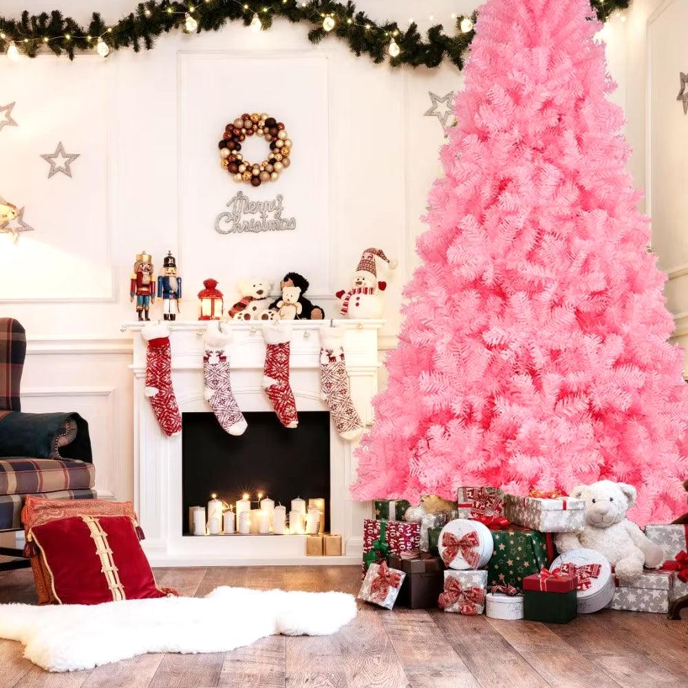 6-9Ft Christmas Tree In Various Colors: Green, White, Pink, and Black - Big Ass Store