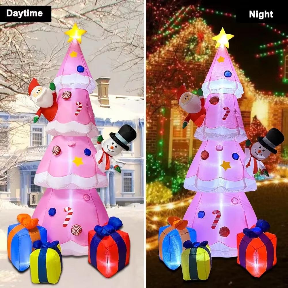 9FT Inflatable Christmas Tree Yard Decorations with Built-In LED Lights - Big Ass Store