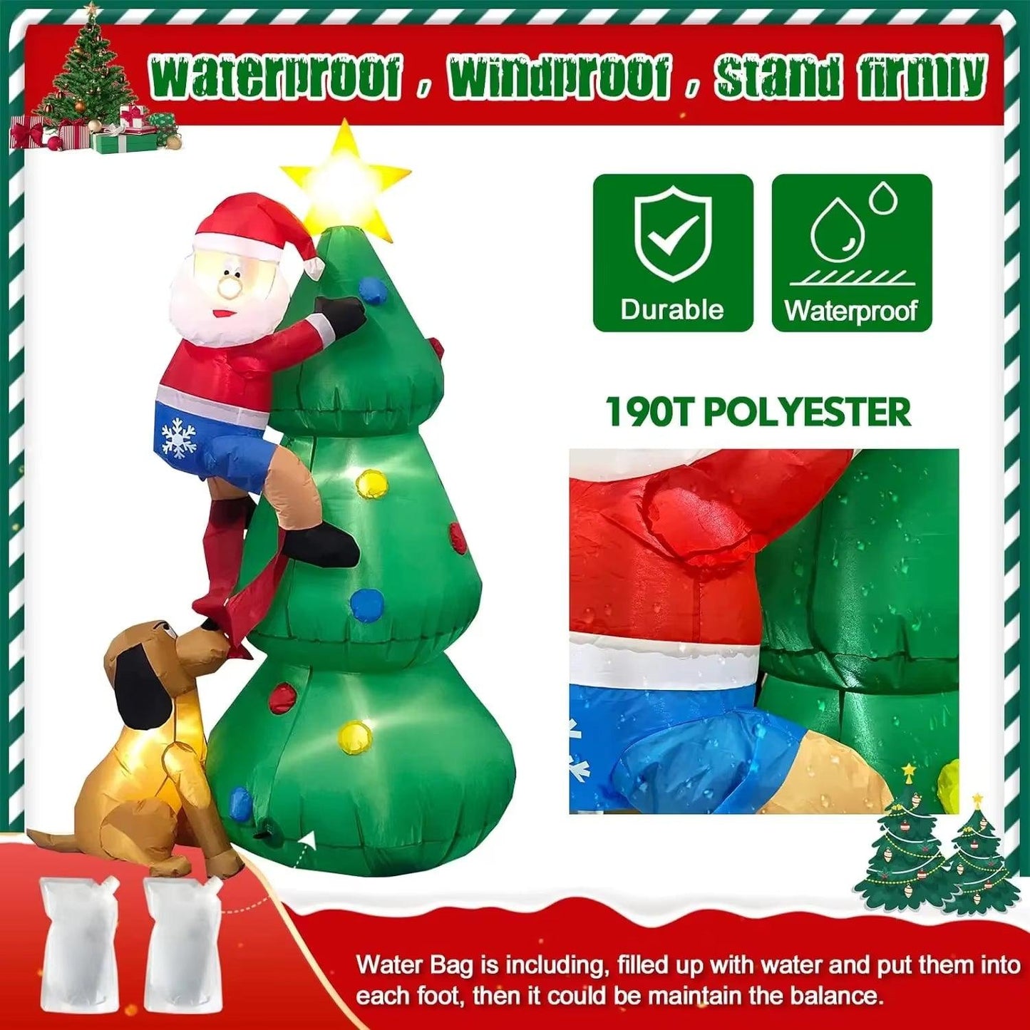 Inflatable Christmas Tree Outdoor Ornament With Built-In LED Lights Makes a Delightful Addition to Your Yard - Big Ass Store