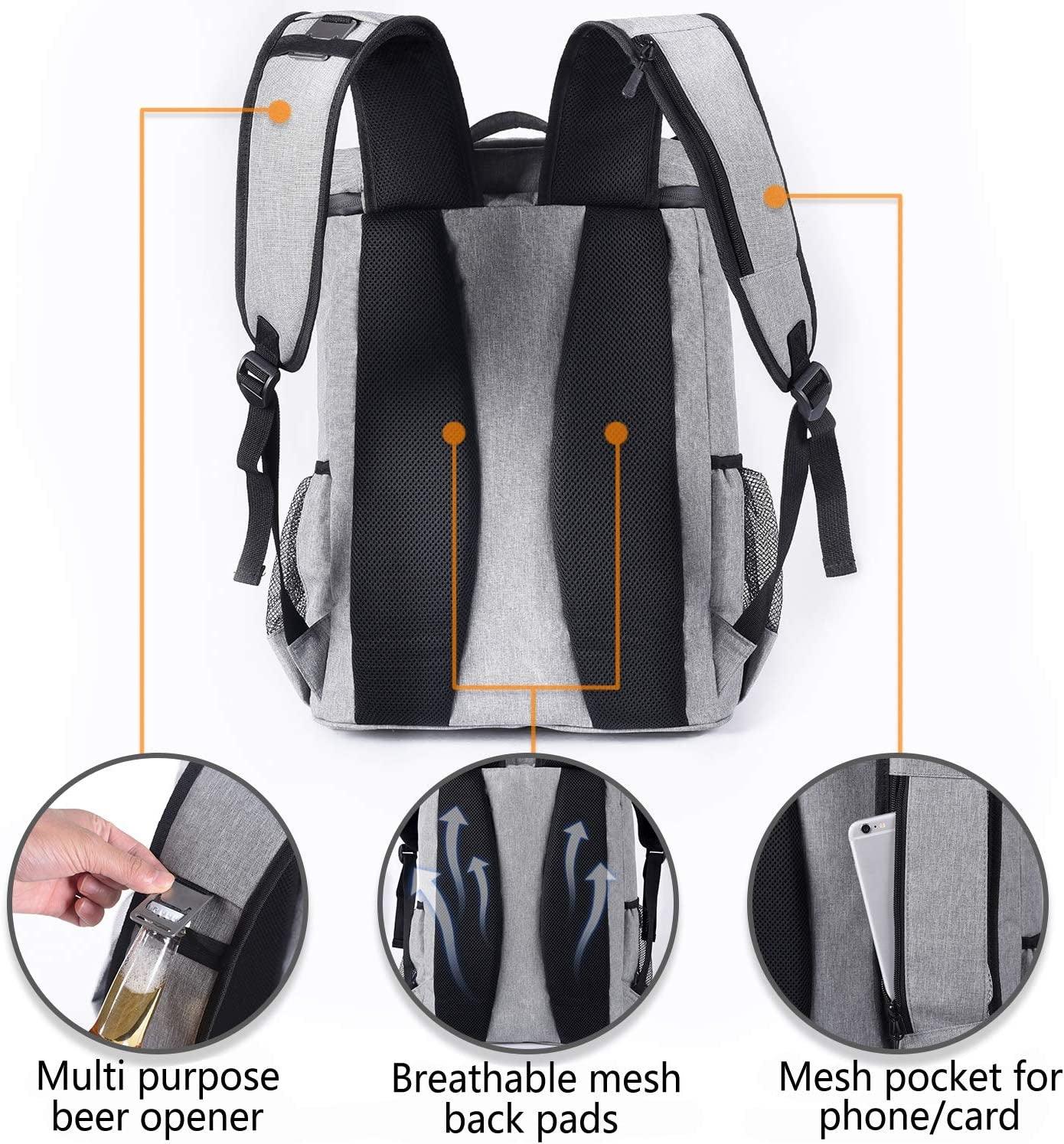 Backpack Cooler Leakproof Insulated Waterproof Backpack Cooler Bag, Lightweight Soft Beach Cooler Backpack for Men Women to Work Lunch Picnics Camping Hiking, 30 Cans - Big Ass Store