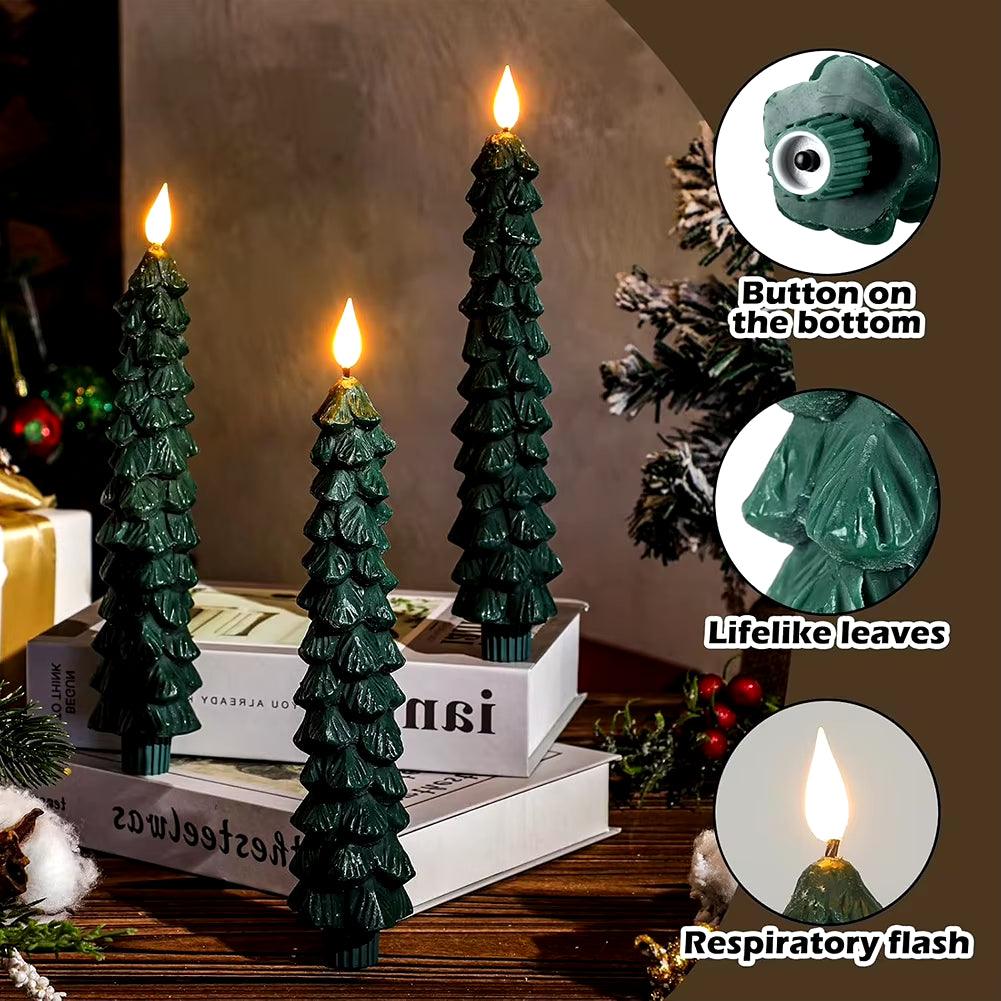 Remote-Controlled Flameless Pinecone Taper Candles - Perfect for Christmas Tree Decor with LED Effect - Big Ass Store